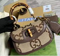 Gucci Bamboo 1947 jumbo GG mini bag Gucci Camel and ebony jumbo GG canvas