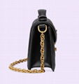       GG matelasse small top handle bag Double Black GG leather chain bag 4