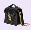       GG matelasse small top handle bag Double Black GG leather chain bag 2