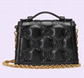       GG matelasse small top handle bag Double Black GG leather chain bag 6