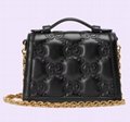 Gucci GG matelasse small top handle bag Double Black GG leather chain bag