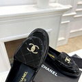 Chanel Plain Elegant Style Logo Loafer Moccasin Shoes Women CC logo pocket flat