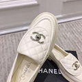 Chanel Plain Elegant Style Logo Loafer Moccasin Shoes Women CC logo pocket flat