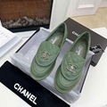 Chanel Plain Elegant Style Logo Loafer Moccasin Shoes Women CC logo pocket flat