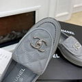 Chanel Plain Elegant Style Logo Loafer Moccasin Shoes Women CC logo pocket flat