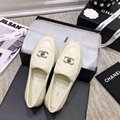 Chanel Plain Elegant Style Logo Loafer Moccasin Shoes Women CC logo pocket flat