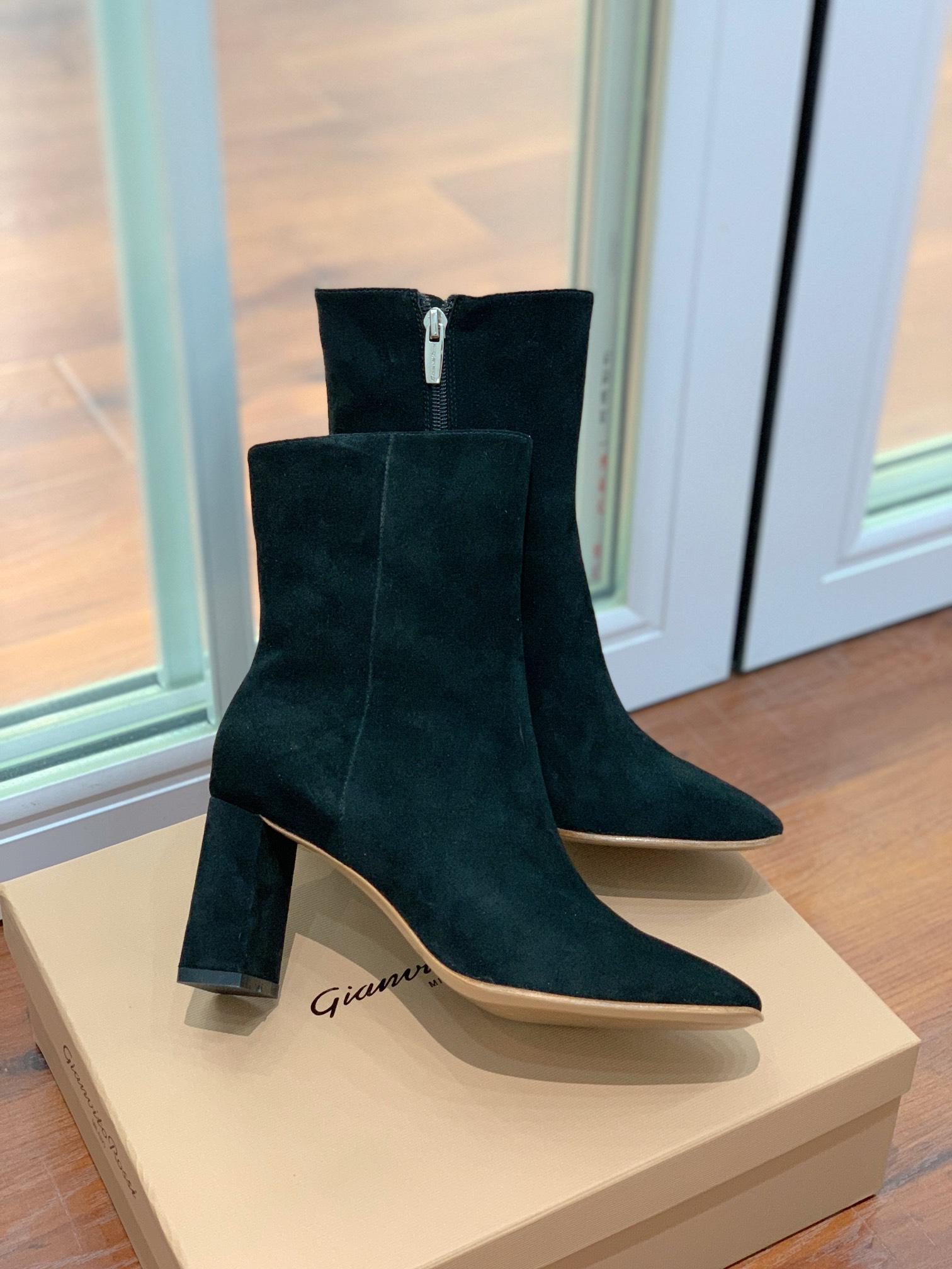 GIANVITO ROSSI Rolling 85 suede ankle boots brown women heel boots  8