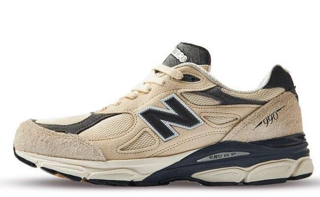             990v3 leather-trimmed suede and mesh sneakers for man 4