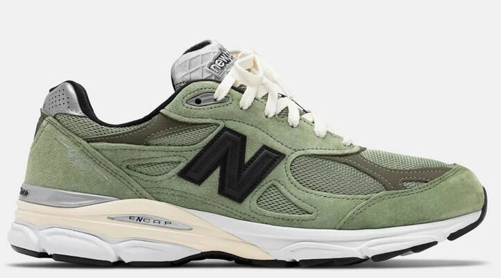             990v3 leather-trimmed suede and mesh sneakers for man 2