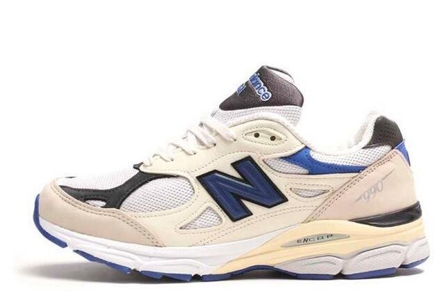             990v3 leather-trimmed suede and mesh sneakers for man 3