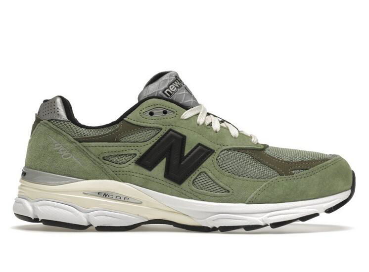             990v3 leather-trimmed suede and mesh sneakers for man