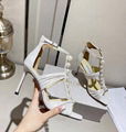 JIMMY CHOO Aura caged satin sandals Women pearls open toe heels