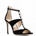 JIMMY CHOO Aura caged satin sandals Women pearls open toe heels