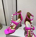 JIMMY CHOO Aura caged satin sandals Women pearls open toe heels