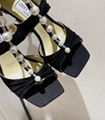 JIMMY CHOO Aura caged satin sandals Women pearls open toe heels