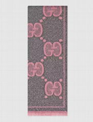       women Dark grey and pink GG wool lame jacquard scarf GG Wool cheap scarf 