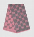 Gucci women Dark grey and pink GG wool lame jacquard scarf GG Wool cheap scarf 