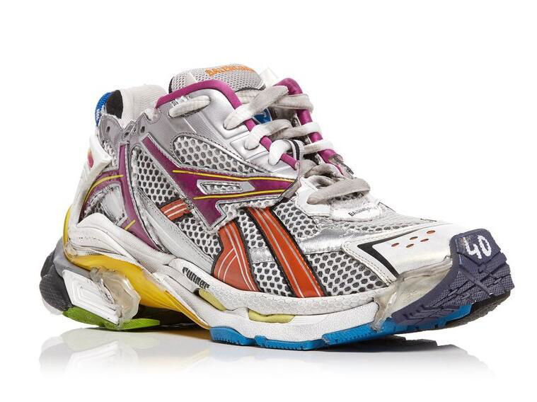            Runner Track Multicolor Distressed Mesh and Rubber Sneakers