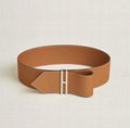 Hermes Elan 66 Leather belt with gold buckle belts