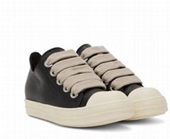 Rick Owens Jumbo Lace Black Leather Sneakers 