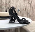 Balmain Black Leather Naomi Sandals with B heel sandals