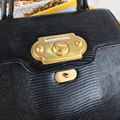 Dolce and Gabbana Black Lizard Embossed Leather Welcome Top Handle Bag 