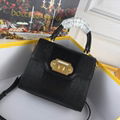 Dolce and Gabbana Black Lizard Embossed Leather Welcome Top Handle Bag 