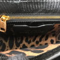 Dolce and Gabbana Black Lizard Embossed Leather Welcome Top Handle Bag 