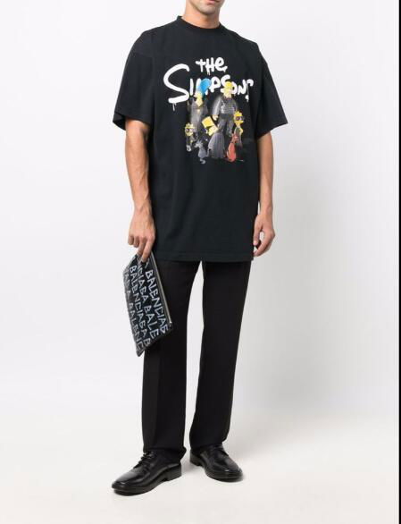            THE SIMPSONS-PRINT T-SHIRT BLACK Men oversized cotton t-shirt 5