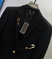               Men Safety Pin Suit         black wool gold Medusa blazer Jacket 7