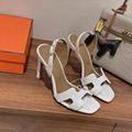 Hermes Grey Leather Night Slingback Sandals Hermes  high heels 