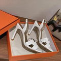 Hermes Grey Leather Night Slingback Sandals Hermes  high heels 
