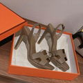 Hermes Grey Leather Night Slingback Sandals Hermes  high heels 