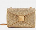 Valentino One Stud embellished shoulder bag Valentino crystals gold chain bag 