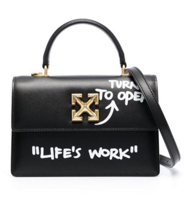 Off-White Jitney 1.4 Top Handle Quote Tote Fashion shoulder bag 