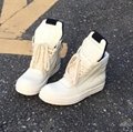 Rick Owens Geobasket Two-Tone Leather High-Top Sneakers Platform Casual Boots   9