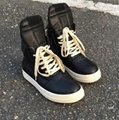 Rick Owens Geobasket Two-Tone Leather High-Top Sneakers Platform Casual Boots   12