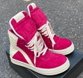 RICK OWENS GEOBASKET SNEAKER FUSCHIA & MILK MEN SUEDE LEATHER HIGH TOP SHOES  5