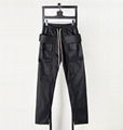 Rich Owens Cargo Drawstring Multi Pockets Leather Straight Panets Men Trousers 6