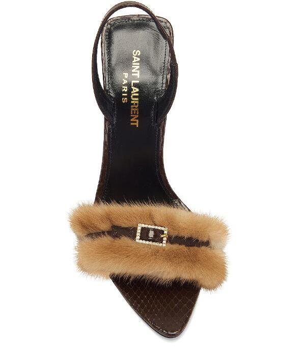 Saint Laurent Ilona Slingback Heels     Fur Sandals  2