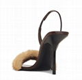 Saint Laurent Ilona Slingback Heels YSL Fur Sandals 