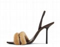 Saint Laurent Ilona Slingback Heels     Fur Sandals  6