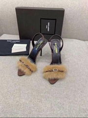 Saint Laurent Ilona Slingback Heels     Fur Sandals 