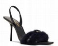 Saint Laurent Ilona Slingback Heels     Fur Sandals  8