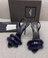 Saint Laurent Ilona Slingback Heels YSL Fur Sandals 