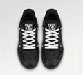 Louis Vuitton LV Trainer Sneaker Calf Leather Black LV Monogram Flowers Shoes 