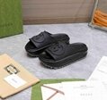 Men Casual Sandal       Interlocking G platform slides black Cheap Slippers  3