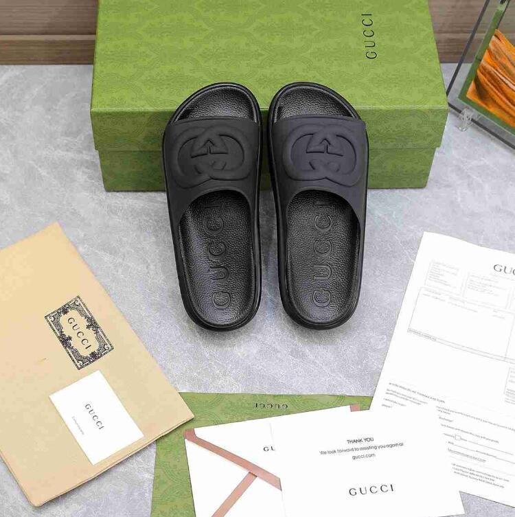 Men Casual Sandal       Interlocking G platform slides black Cheap Slippers  2