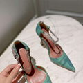 Amina Muaddi 105mm Ursina Blue Patent Leather Pumps With Rhinestones  11