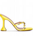 Amina Muaddi Women's Lily Crystal-Embellished Women Yellow Leather Satin Heel